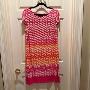 Jessica Howard Pink and Orange Geometric Midi Dress in XL